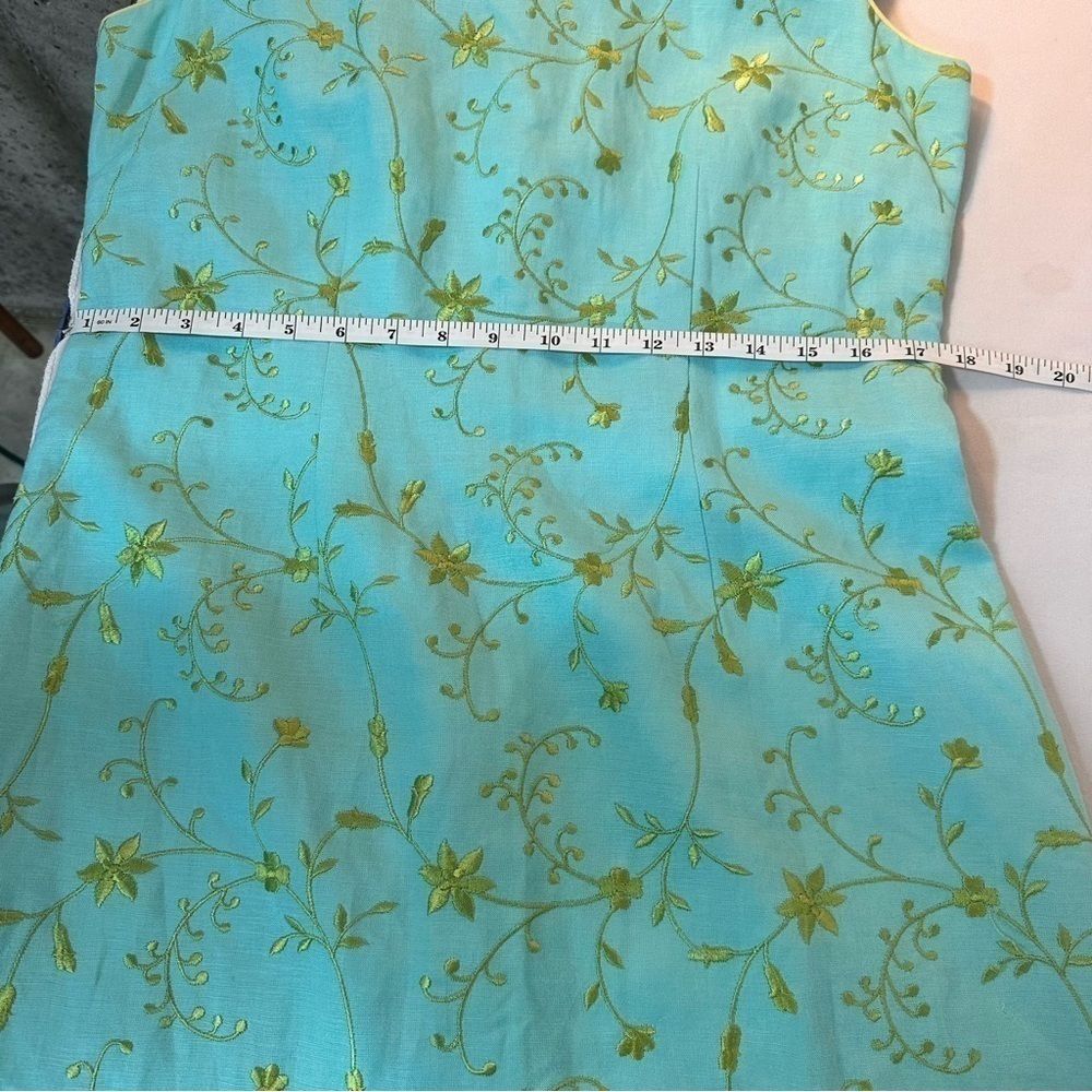 Vintage Coldwater Creek Embroidered Sheath Dress Size 12P Spring turquoise vacay - Picture 8 of 9